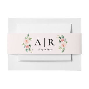 pink blush flowers belly band invitation belly band