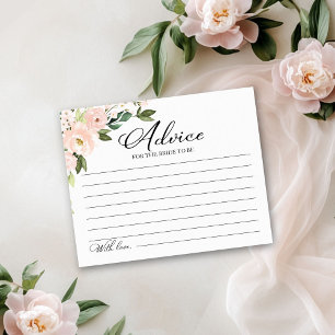 Pink Blush Flowers Bridal Shower Advice Cards