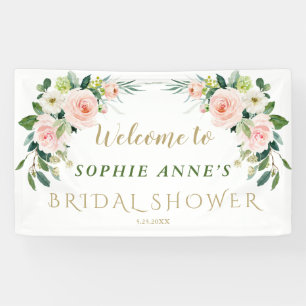 Pink Blush Flowers Bridal Shower Welcome Sign