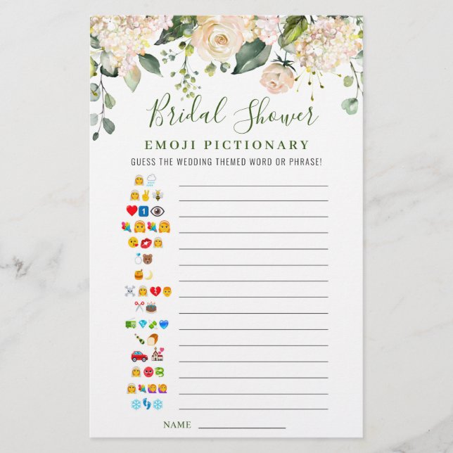 Pink Blush Flowers Double-Sided Bridal Shower Game (Front)