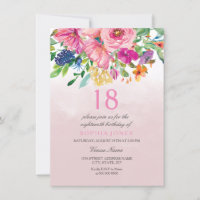 Pink Blush Flowers Girls 18th 17th 19th Birthday