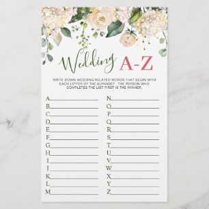 Pink Blush Flowers Greenery Bridal Shower Game