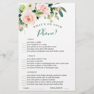 Pink Blush Flowers Greenery Bridal Shower Game