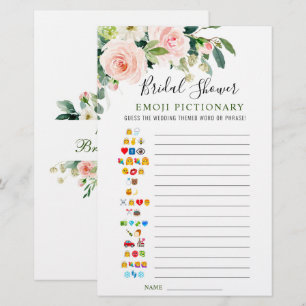 Pink Blush Flowers Greenery Bridal Shower Game