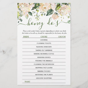 Pink Blush Flowers Greenery Bridal Shower Game