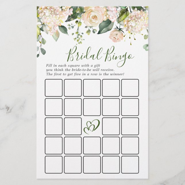 Pink Blush Flowers Greenery Bridal Shower Game (Front)
