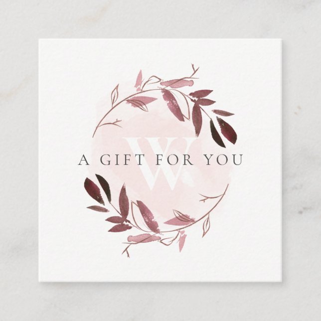 PINK BLUSH FOLIAGE INITIAL WREATH GIFT CERTIFICATE (Front)