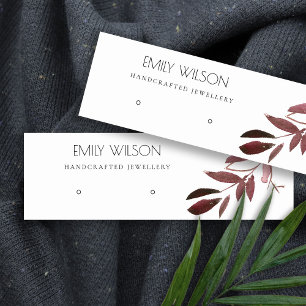 PINK BLUSH FOLIAGE WATERCOLOR EARRING DISPLAY LOGO MINI BUSINESS CARD