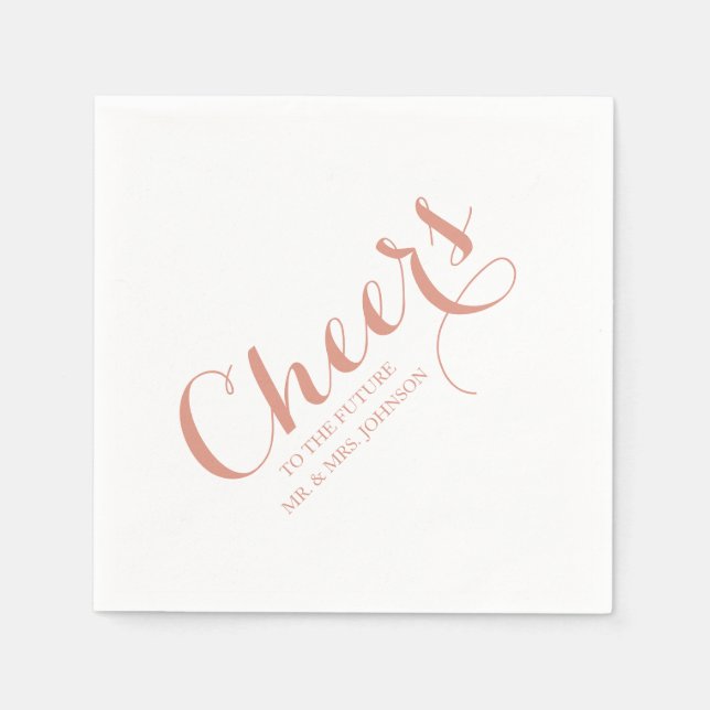 Pink Blush Future Mr & Mrs Name Simple Wedding Napkin (Front)