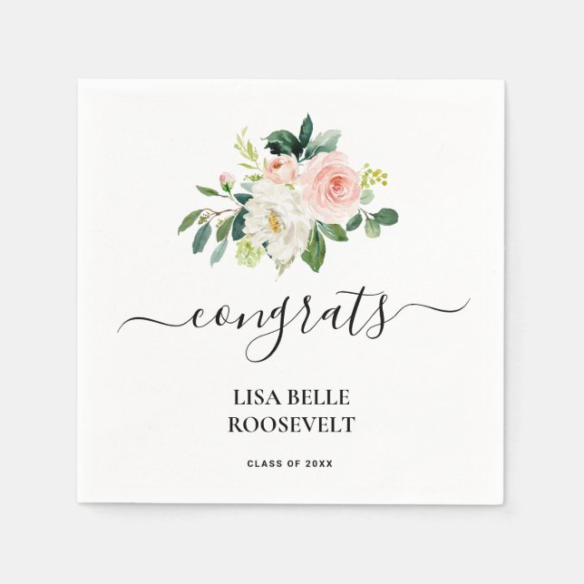 Pink Blush Girl Graduation  Napkin (Front)