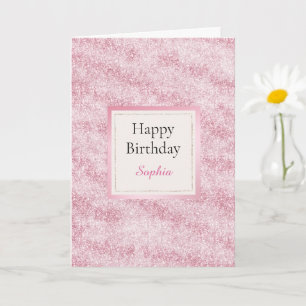 Pink Blush Glitter Birthday Card