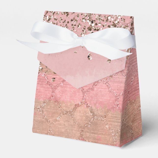 Pink Blush Glitter Moroccan Indian Princess Party Favour Box (Front Side)