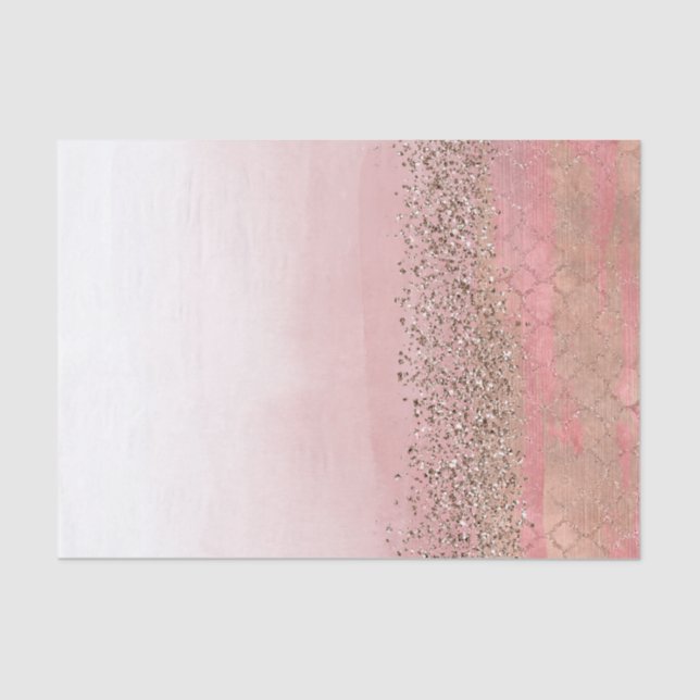 Pink Blush Glitter Moroccan Indian Princess Party Tissue Paper (Front)