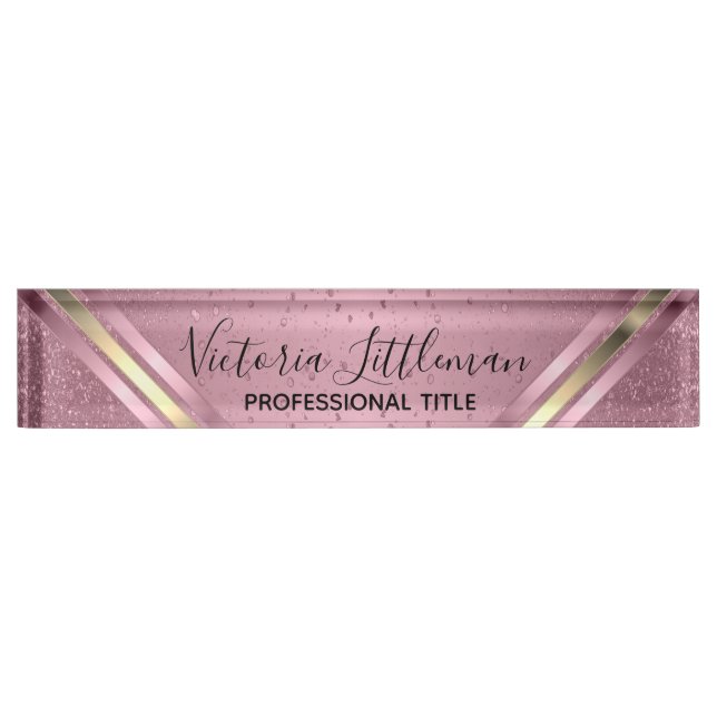 Pink Blush Glitter Nameplate (Front)