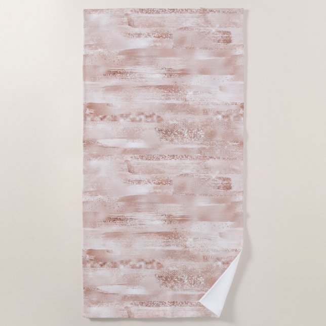 Pink Blush Glitzy Glitter      Beach Towel (Front)