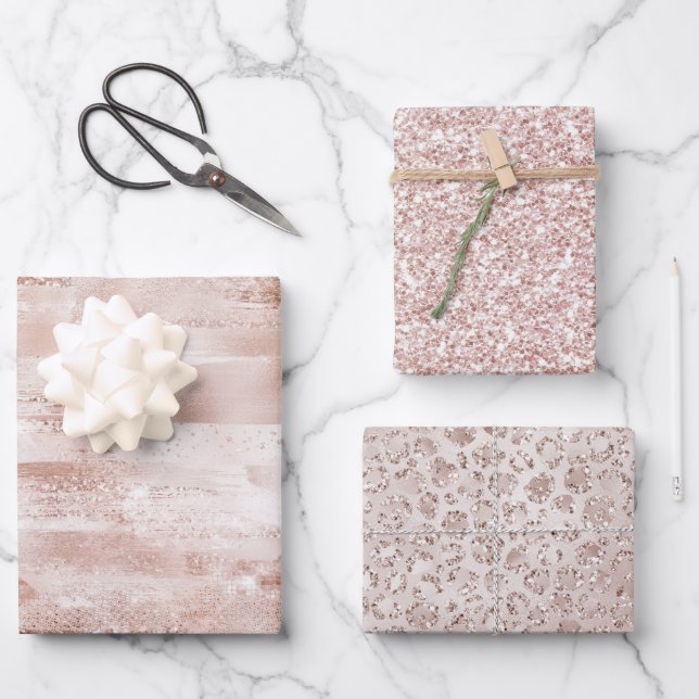 Pink Blush Glitzy Glitter Sparkle    Wrapping Paper Sheet (Front)