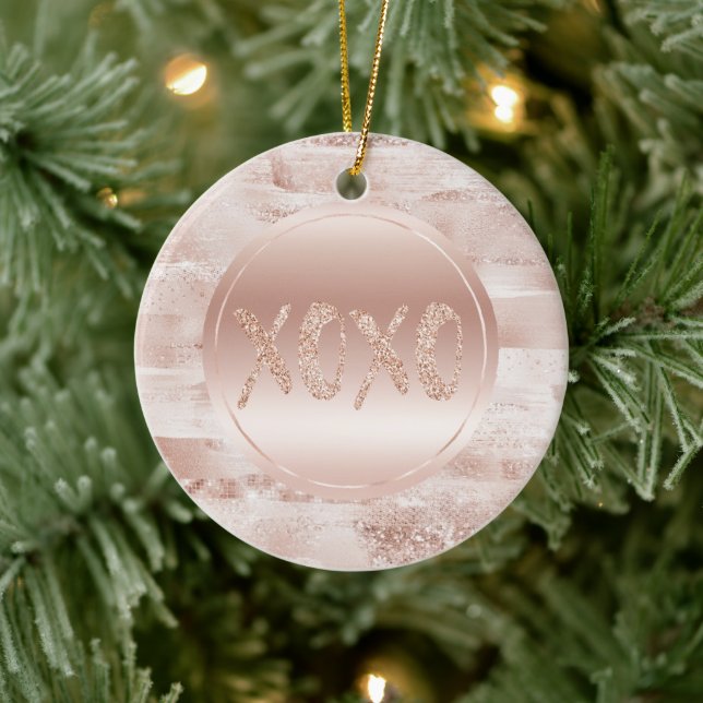 Pink Blush Glitzy Glitter Sparkle XOXO     Ceramic Tree Decoration (Tree)