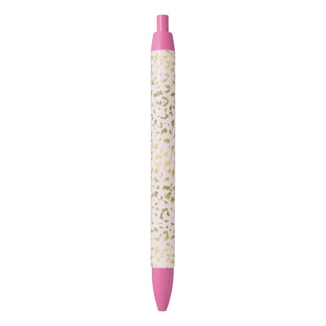 Pink Blush Gold Animal Print Black Ink Pen (Front Vertical)