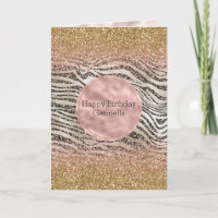Pink Blush Gold Black Glitzy Glitter Zebra Print