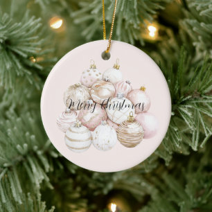 Pink Blush Gold Champagne Ornaments Christmas