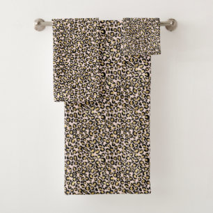 Pink Blush Gold Leopard Print Bath Towel Set