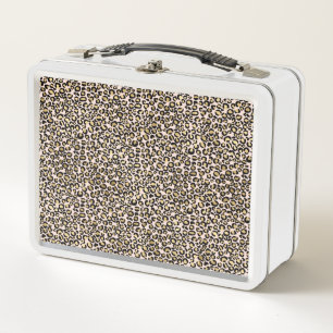 Pink Blush Gold Leopard Print Metal Lunch Box