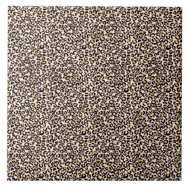 Pink Blush Gold Leopard Print Tile (Front)