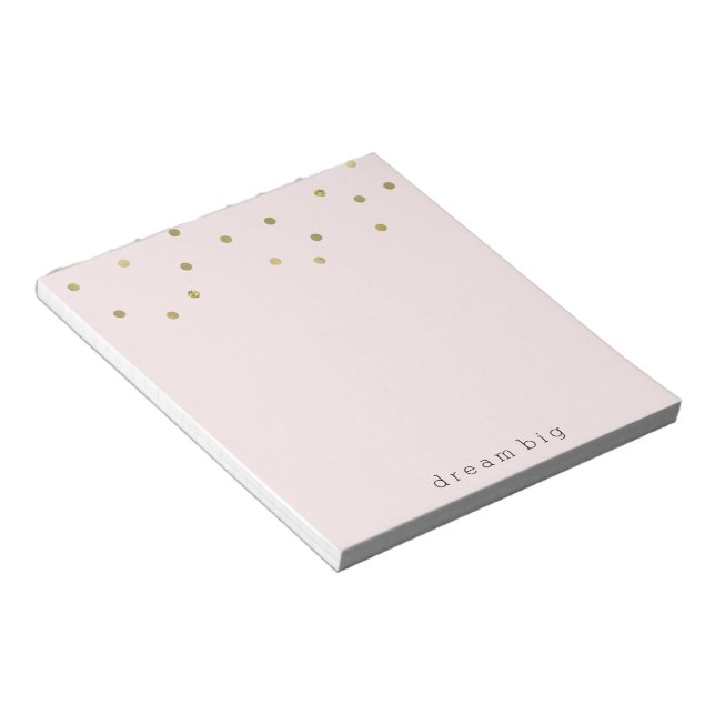 Pink Blush Gold Sparkle Confetti Inspirational Notepad (Angled)