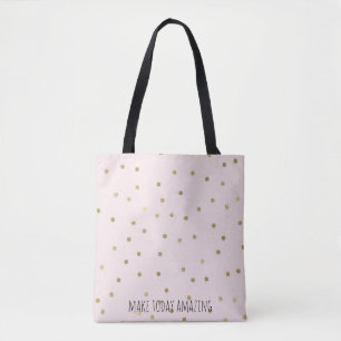 Pink Blush Gold Sparkle Confetti Personalised Tote Bag