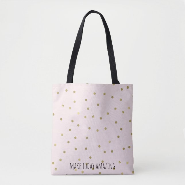 Pink Blush Gold Sparkle Confetti Personalised Tote Bag (Front)