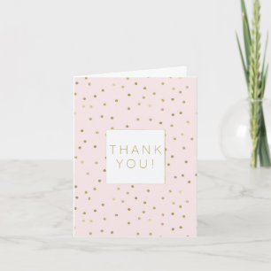 Pink Blush Gold Sparkle Confetti Stylish thank you Card