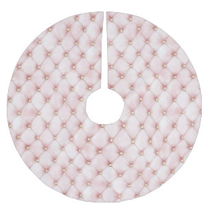 Pink Blush Gold Tufts Christmas Brushed Polyester Tree Skirt