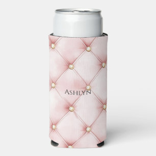 Pink Blush Gold Tufts Seltzer Can Cooler
