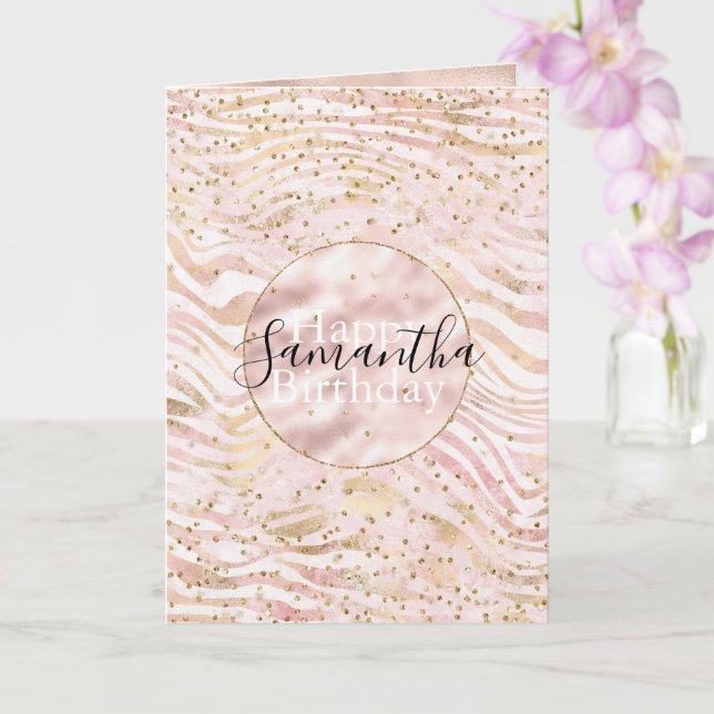Pink Blush Gold Zebra Print Glitz    Card (Orchid)