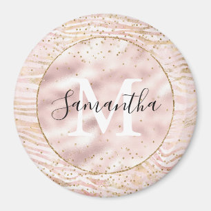 Pink Blush Gold Zebra Print Glitz      Magnet