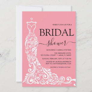 Pink Blush Gown Bridal Shower Invitation