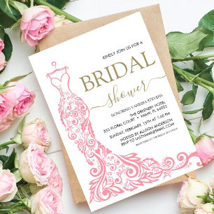 Pink Blush Gown Bridal Shower Invitation