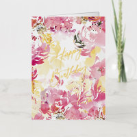 Pink Blush Happy Birthday Watercolor Floral Design