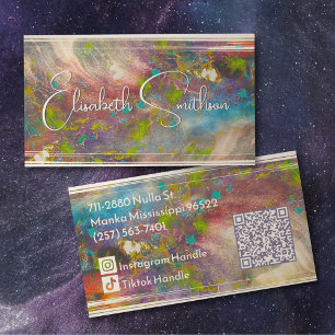  Pink Blush Holographic Watercolor Rose Gold Girly Business Card