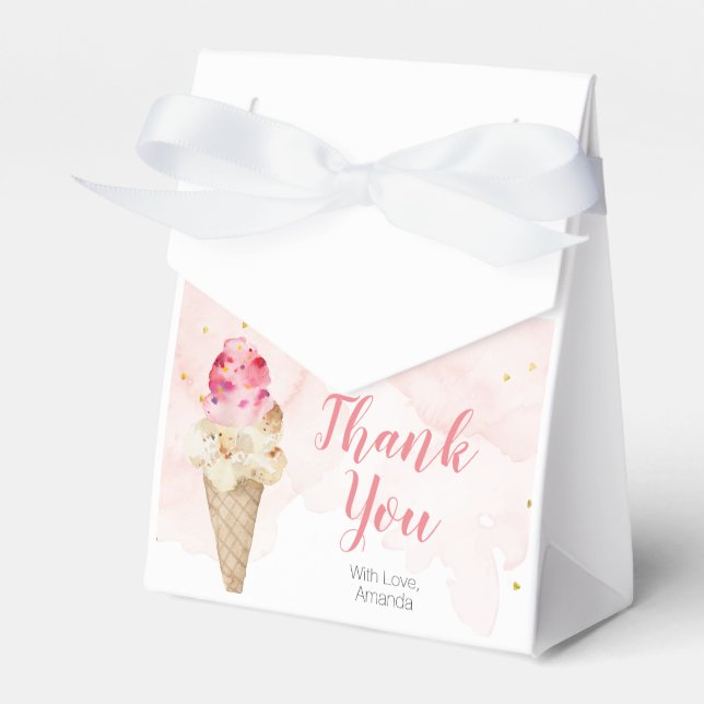 Pink Blush Ice cream Thank you Favour Box (Front Side)