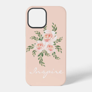 Pink Blush Inspire Romantic Watercolor Typography iPhone 12 Pro Case