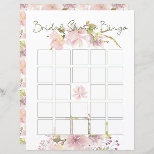 Pink Blush Magnolia Floral Bridal Shower Bingo