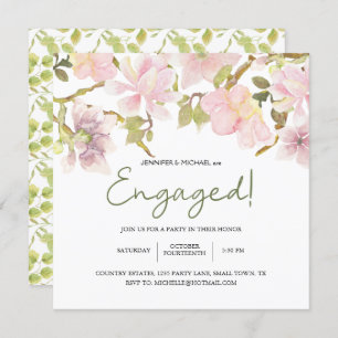 Pink Blush Magnolia Floral Elegant Engagement