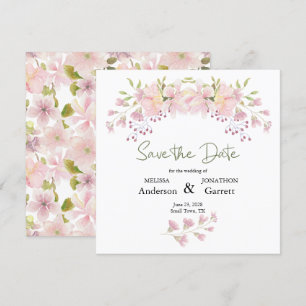 Pink Blush Magnolia Floral Elegant Save The Date