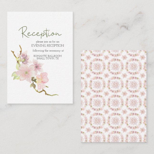 Pink Blush Magnolia Floral Wedding Enclosure Card (Front/Back)