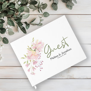 Pink Blush Magnolia Floral Wedding Guest Book