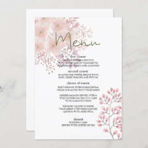 Pink Blush Magnolia Floral Wedding Menu