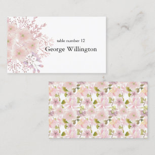 Pink Blush Magnolia Floral Wedding Place Card