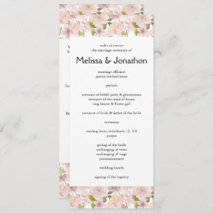 Pink Blush Magnolia Floral Wedding Program Programme