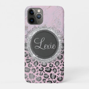 Pink Blush Marble Glitter Leopard Personalised Case-Mate iPhone Case